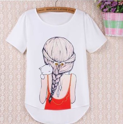 Οι γυναίκες σιφόν κορίτσι πουκάμισο με λευκό