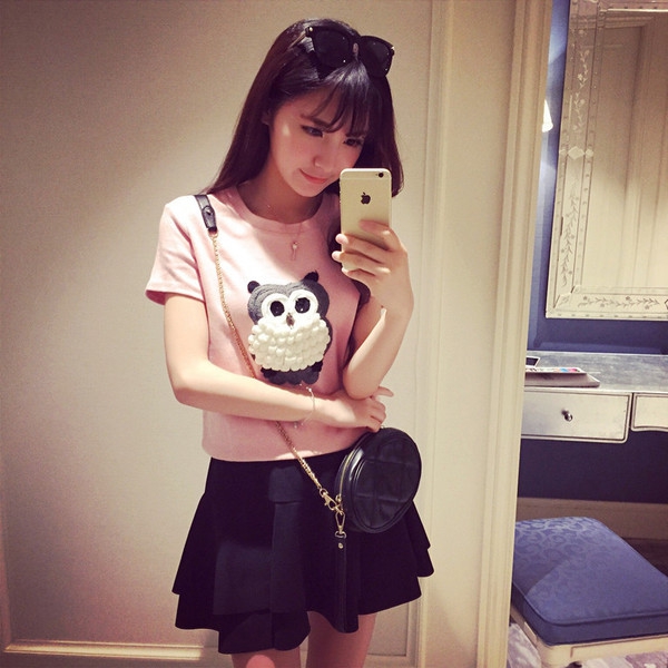 Μπλούζες με κοντό μανίκι κουκουβάγια