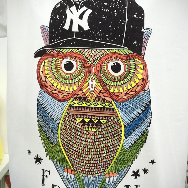 λευκό T-shirt Γυναίκες με κοντά μανίκια - κουκουβάγια