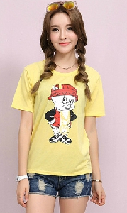 Дамска тениска с щампи на анимационни герои в различни цветове