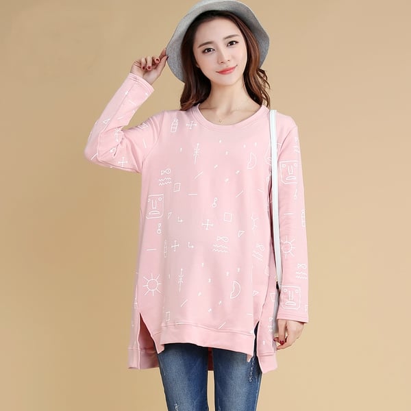 Πουκάμισα της άνοιξης σε γκρι και ροζ για τις έγκυες γυναίκες.