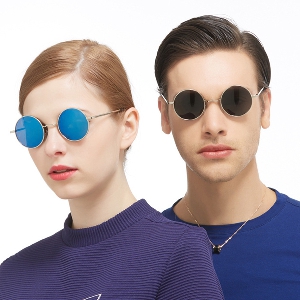 Унисекс кръгли слънчеви очила с огледални отблясъци на стъклата