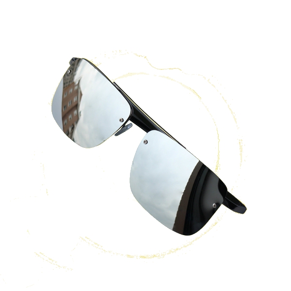 Ανδρικά γυαλιά ηλίου για  τετράγωνο πρόσωπο με μια αντανάκλαση καθρέφτη
