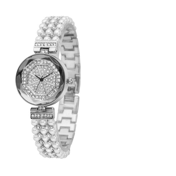 Дамски кварцов часовник с перли два цвята