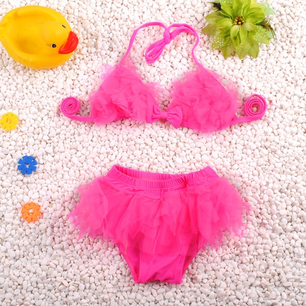 Детски цветни бански за момичета от 3 части