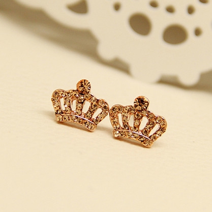 Дамски обеци с камъни - корона