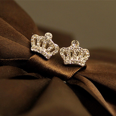 Дамски обеци с камъни - корона