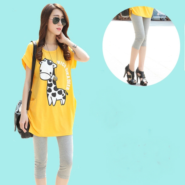 Σετ για το καλοκαίρι για τις έγκυες κολάν και χιτώνα σε διαφορετικούς συνδυασμούς χρωμάτων.