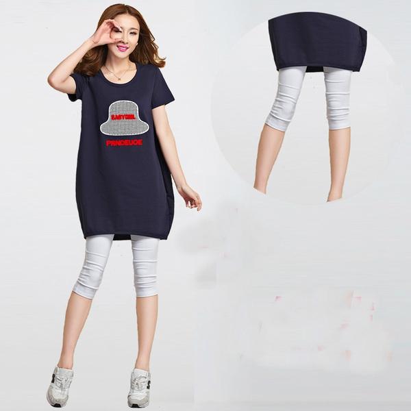 Σετ για το καλοκαίρι για τις έγκυες κολάν και χιτώνα σε διαφορετικούς συνδυασμούς χρωμάτων.