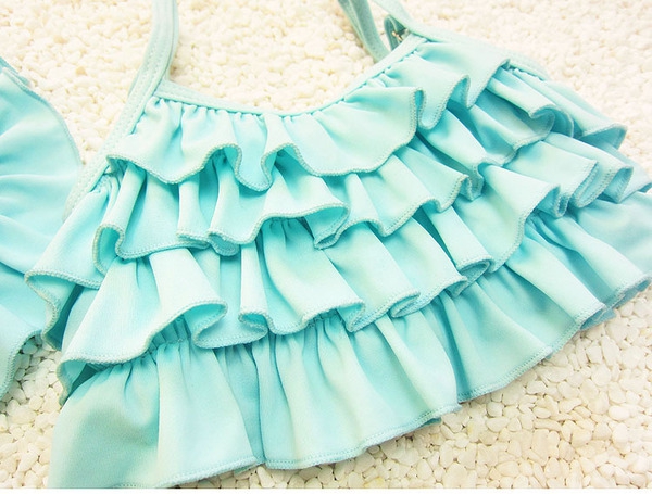 Бански костюм долнище тип пола за момичета: Розов, Син, Лилав