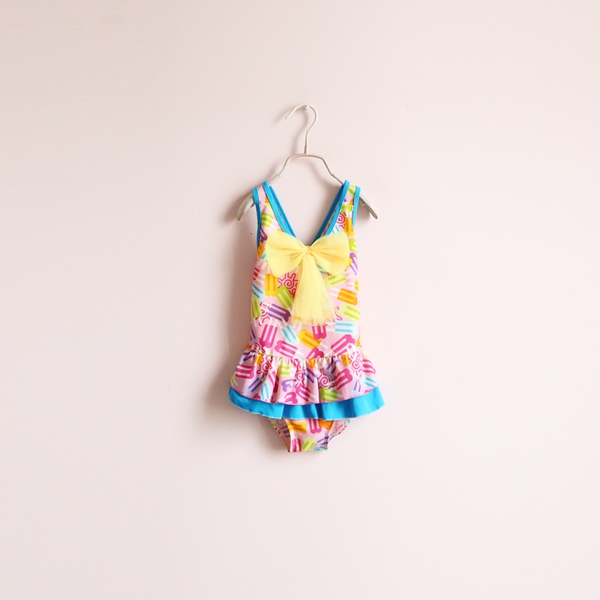 Детски бански с кръстосани презрамки за момичета