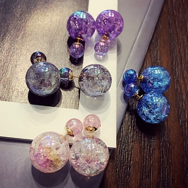 Дамски цветни обеци - топчета