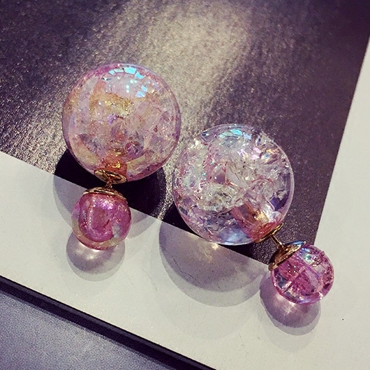 Дамски цветни обеци - топчета