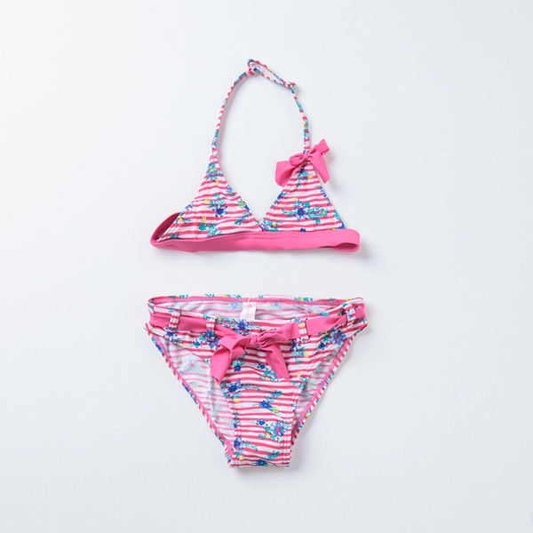 Детски розов бански с панделки