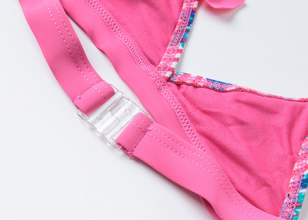 Детски розов бански с панделки