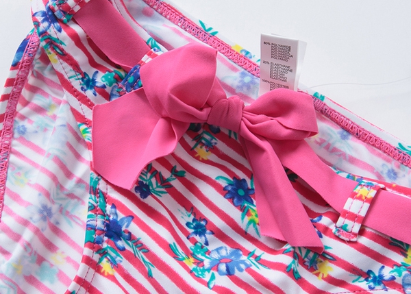 Детски розов бански с панделки