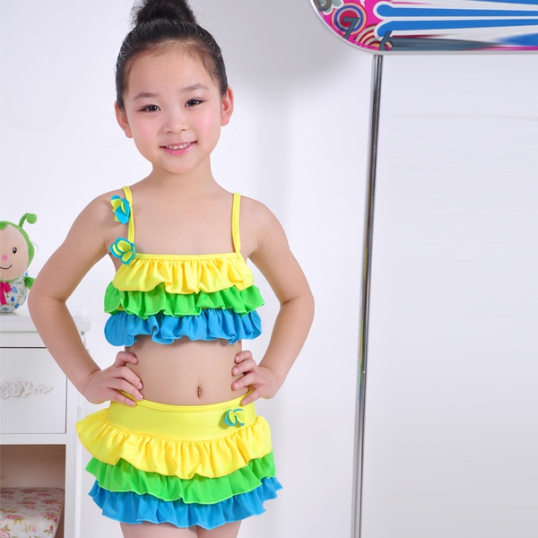 Детски бански за момичета долнище тип поличка: 2 цвята