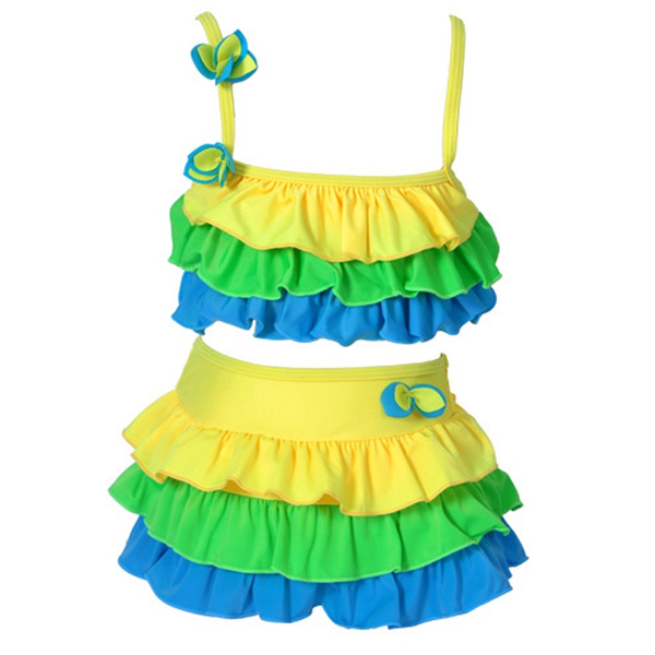 Детски бански за момичета долнище тип поличка: 2 цвята