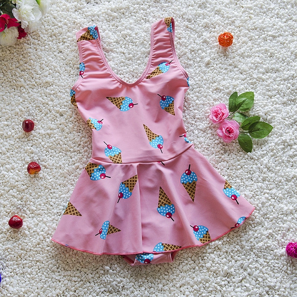 Детски бански тип рокличка за момичета: Жълт, Розов