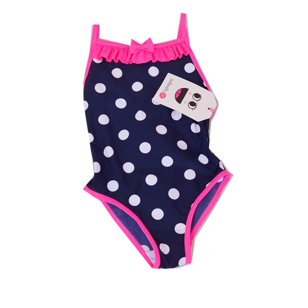 Детски бански на бели точки за момичета