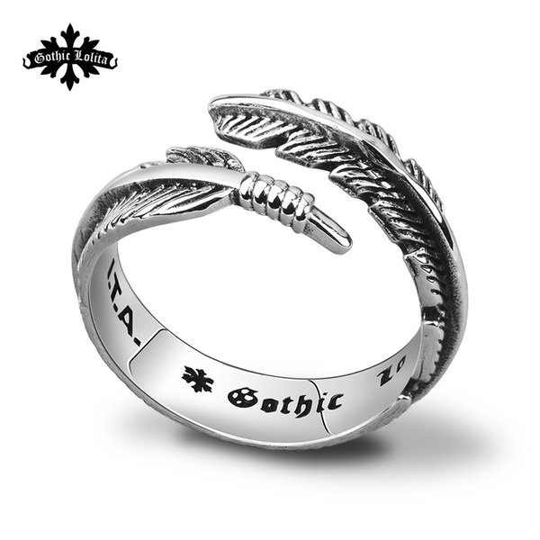 Ανδρικό αχτυλίδι  σε μορφή φτερού-ασημί χρώμα