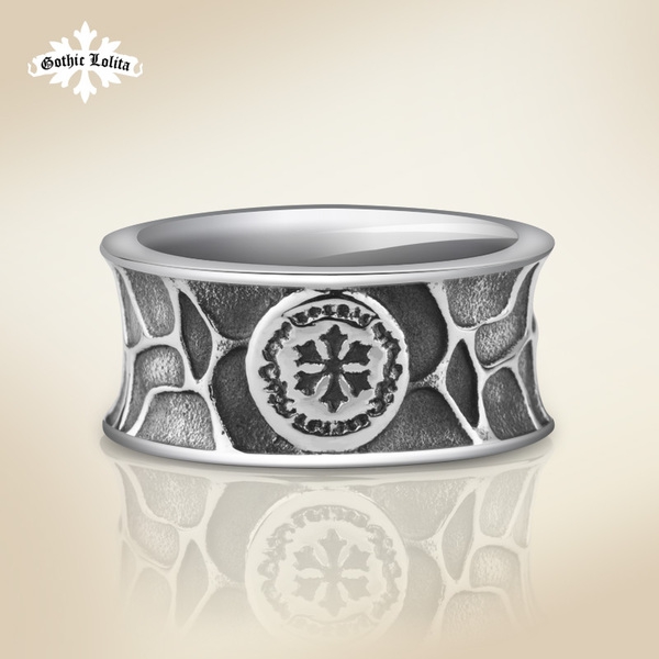 Ανδρικό δαχτυλίδι σε ασημί-μαύρο χρώμα - 1 μοντέλο