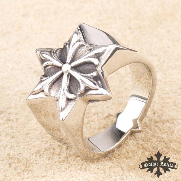 Ανδρικό δαχτυλίδι αστέρι σε ασημί χρώμα