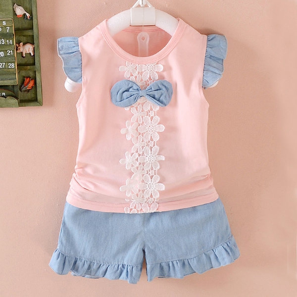 Παιδικό σετ με μπλουζάκι με κοντό μανίκι και σορτς για κορίτσια