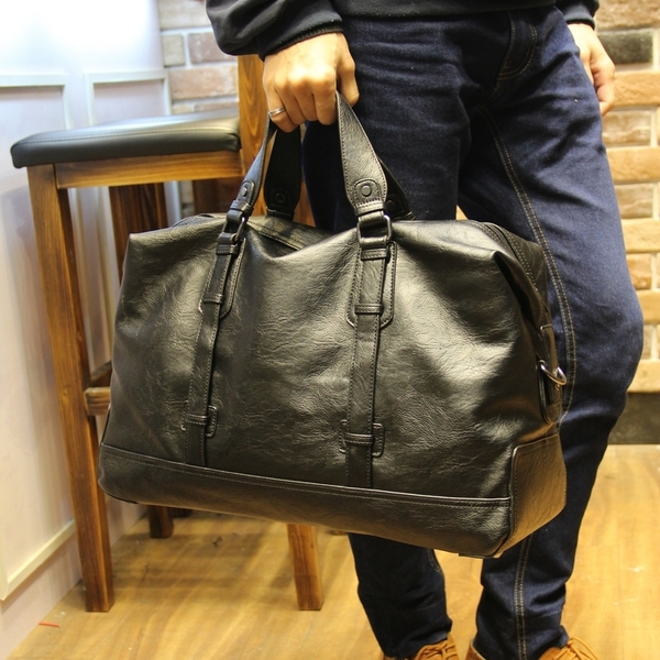Черни пътни чанти от изкуствена кожа 46х30х15 см