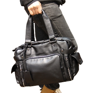 Пътни чанти в черен и тъмнокафяв цвят от изкуствена кожа за мъже и жени