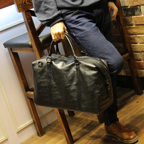 Мъжки черни пътни чанти за ръчен багаж от изкуствена кожа 