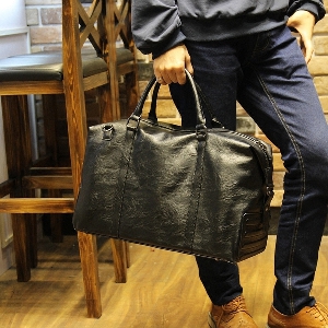 Мъжки черни пътни чанти за ръчен багаж от изкуствена кожа 