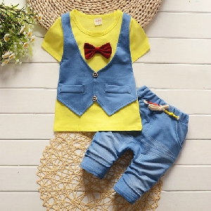 Детски комплект блуза с папионка и панталони