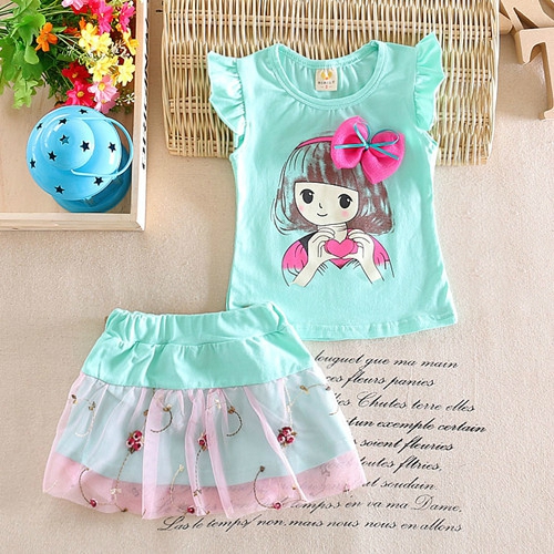 Καλοκαιρινό σετ φούστα  και μπλουζάκι για κορίτσια