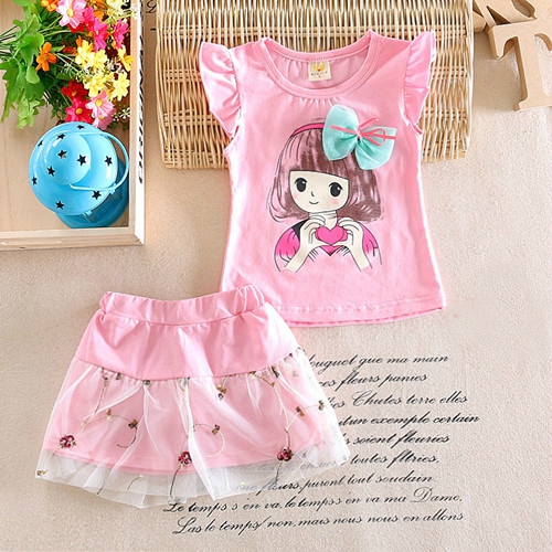 Καλοκαιρινό σετ φούστα  και μπλουζάκι για κορίτσια