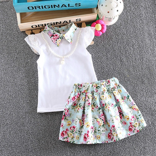 Καλοκαιρινό σετ φούστα  και μπλουζάκι για κορίτσια