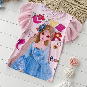 Детски блузи с принцеси с къс ръкав за момичета