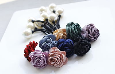 Дамски ластик за коса тип роза - 7 цвята