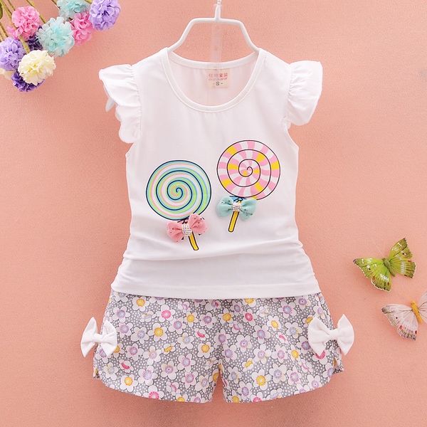 Детски комплект за момичета с флорални мотиви -4модела.