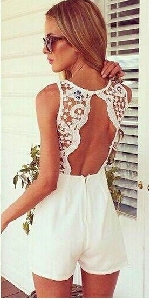 Κυρίες καλοκαίρι μπλούζα με ανοιχτή πλάτη και δαντέλα