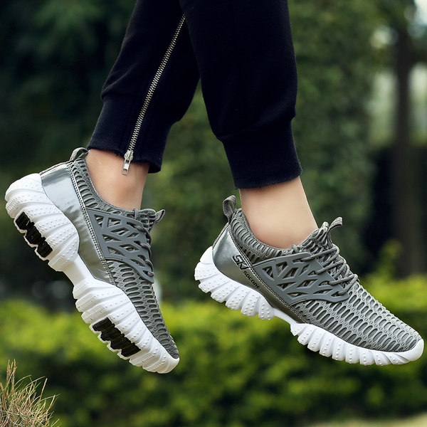 Мъжки спортни обувки за бягане - 4 модела в син, бял и сив цвят - мрежести топ модели