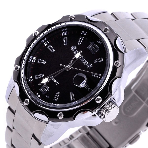 Мъжки кварцов часовник черен и сребрист цвят