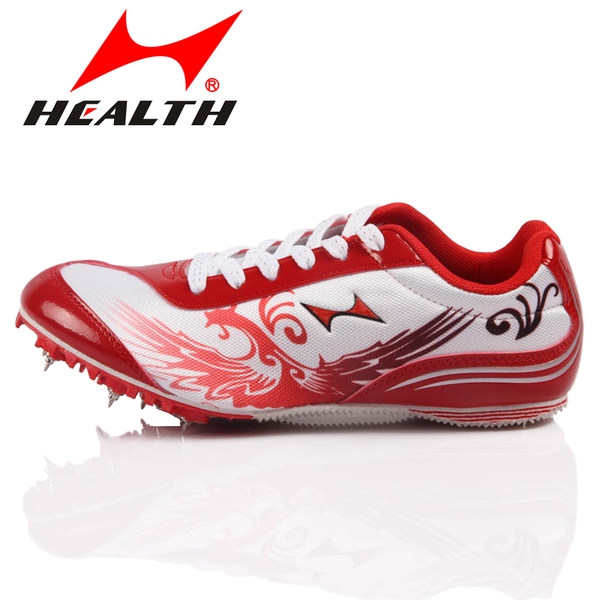 Дамски професионални обувки с шипове на подметката за тренировка, маратон и бягане - черни и червени