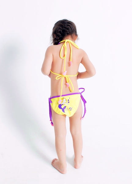 Детски бански от 2 части с връзки за момичета