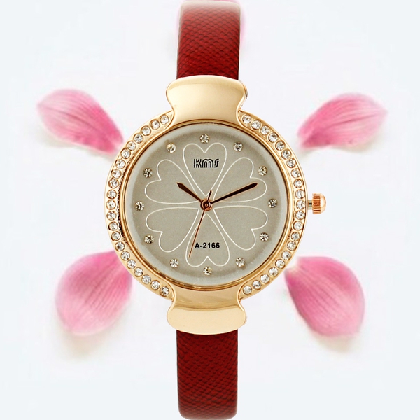 Γυναικέια  Quartz ρολόγια σε κόκκινο και λευκό χρώμα ιμάντα