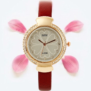 Γυναικέια  Quartz ρολόγια σε κόκκινο και λευκό χρώμα ιμάντα