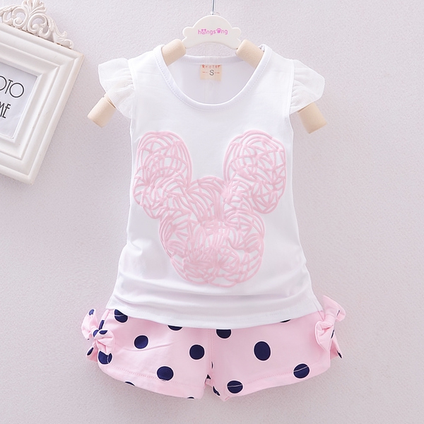 Детски памучен комплект за момичета в три цвята.