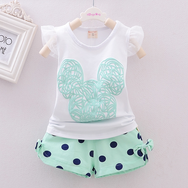 Детски памучен комплект за момичета в три цвята.