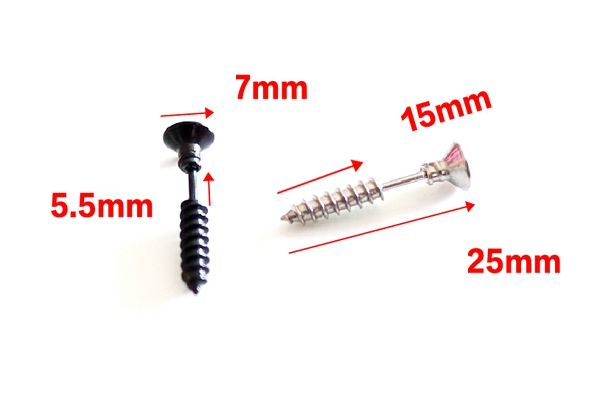 Уникални мъжки обеци в черен и бял цвят - винт