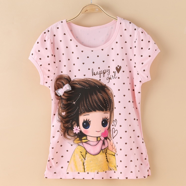 Тениски за момичета с принтове -пет модела.